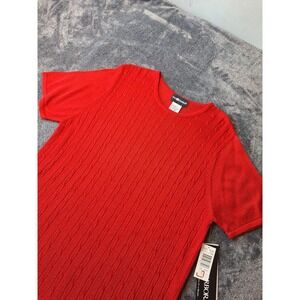 VTG Sag Harbor S/S Cable Knit Sweater Womens‎ L Red Holiday Christmas Valentines